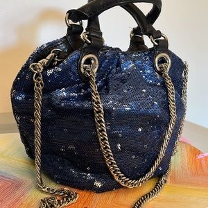 orYANY Blue Sequin Multiple Convertible Straps Bag NWOT